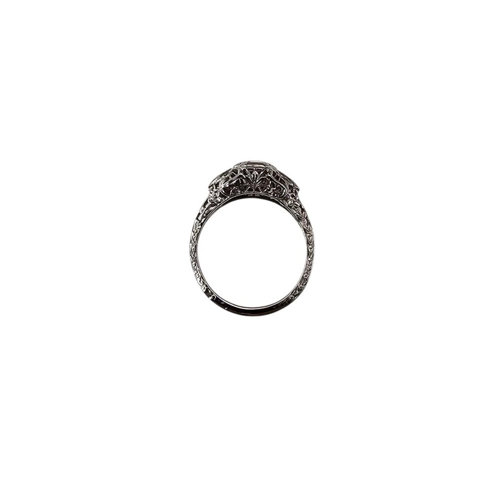 18K White Gold Diamond Art Deco Ring Size 6.5 #23776 - Picture 5 of 8